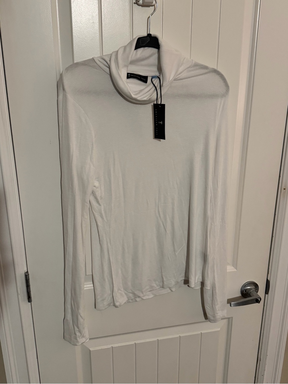 American Tall White Long-Sleeve Turtleneck Top